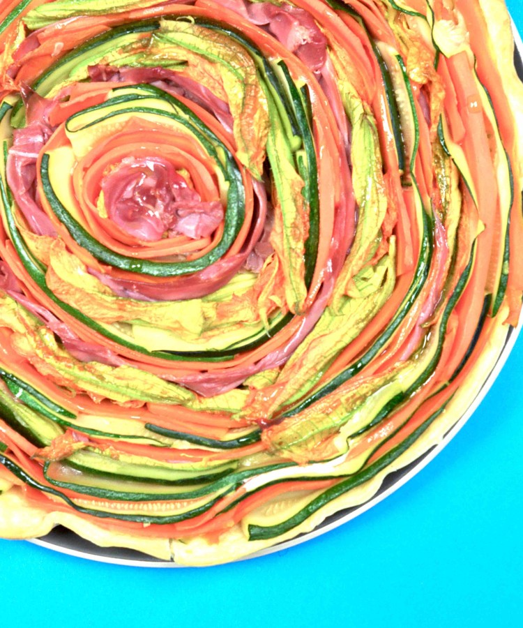 Torta meravigliosa spirale (zucchine, carote,fiori di zucca, crudo di Parma, robiola e gorgonzola) 3