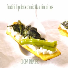 Crostini di polenta con ricotta e cime di rapa