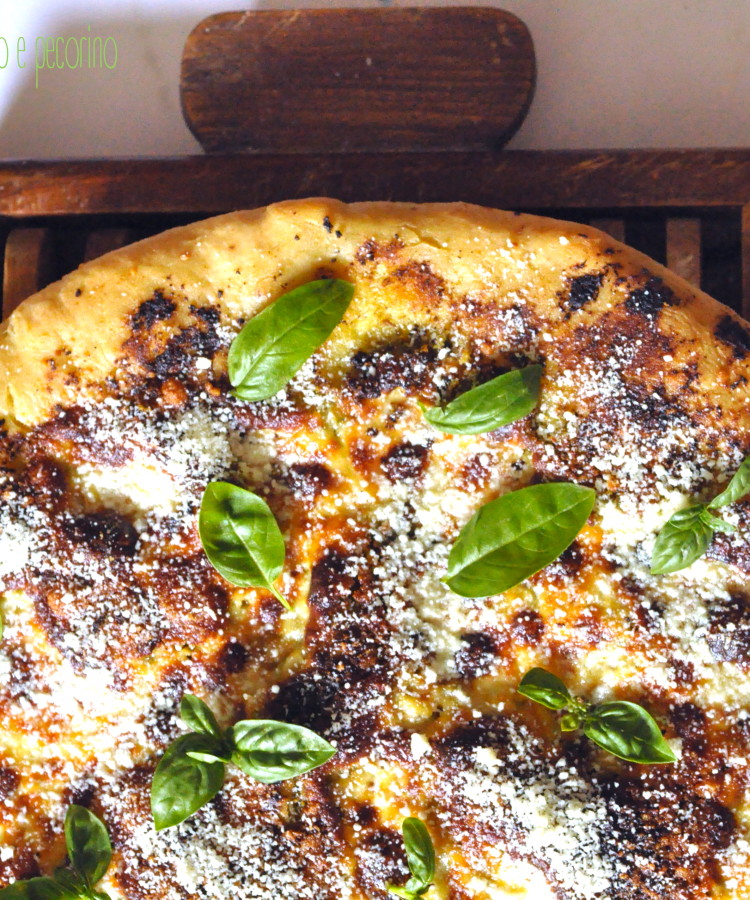 Focaccia al pesto, stracchino e pecorino
